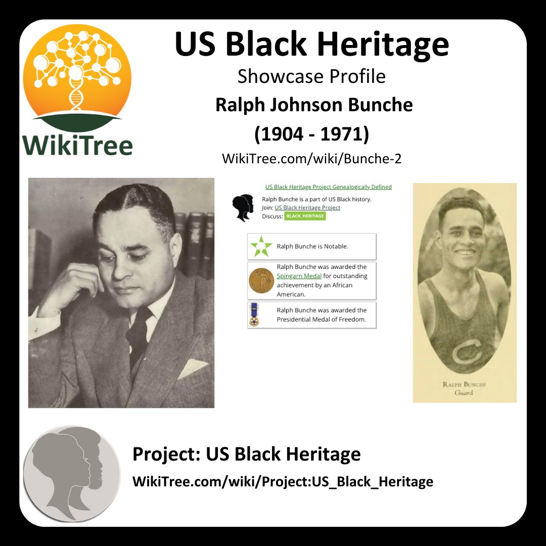 WikiTreers's tweet photo. Today's #USBH #NotableoftheWeek profile:
Dr Ralph Johnson Bunche first #AfricanAmerican awarded the Nobel Peace Prize, political scientist, academic, and diplomat
https://t.co/czGkGmZHHc
#USBlackHeritage
#YearOfFamilyConnections #CollaborativeGenealogy https://t.co/vzpx7maEgI