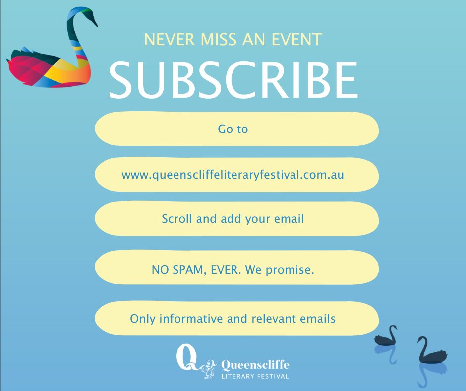 QLFLitFest's tweet photo. DID YOU KNOW?  Two rescheduled events from May are coming up in October.

Don't miss a thing.  Go to https://t.co/EKvOV6gulk scroll down and subscribe.  NO SPAM.  EVER.  

#Subscribe #QLF #QLF22 https://t.co/MA2T4fD9Hc