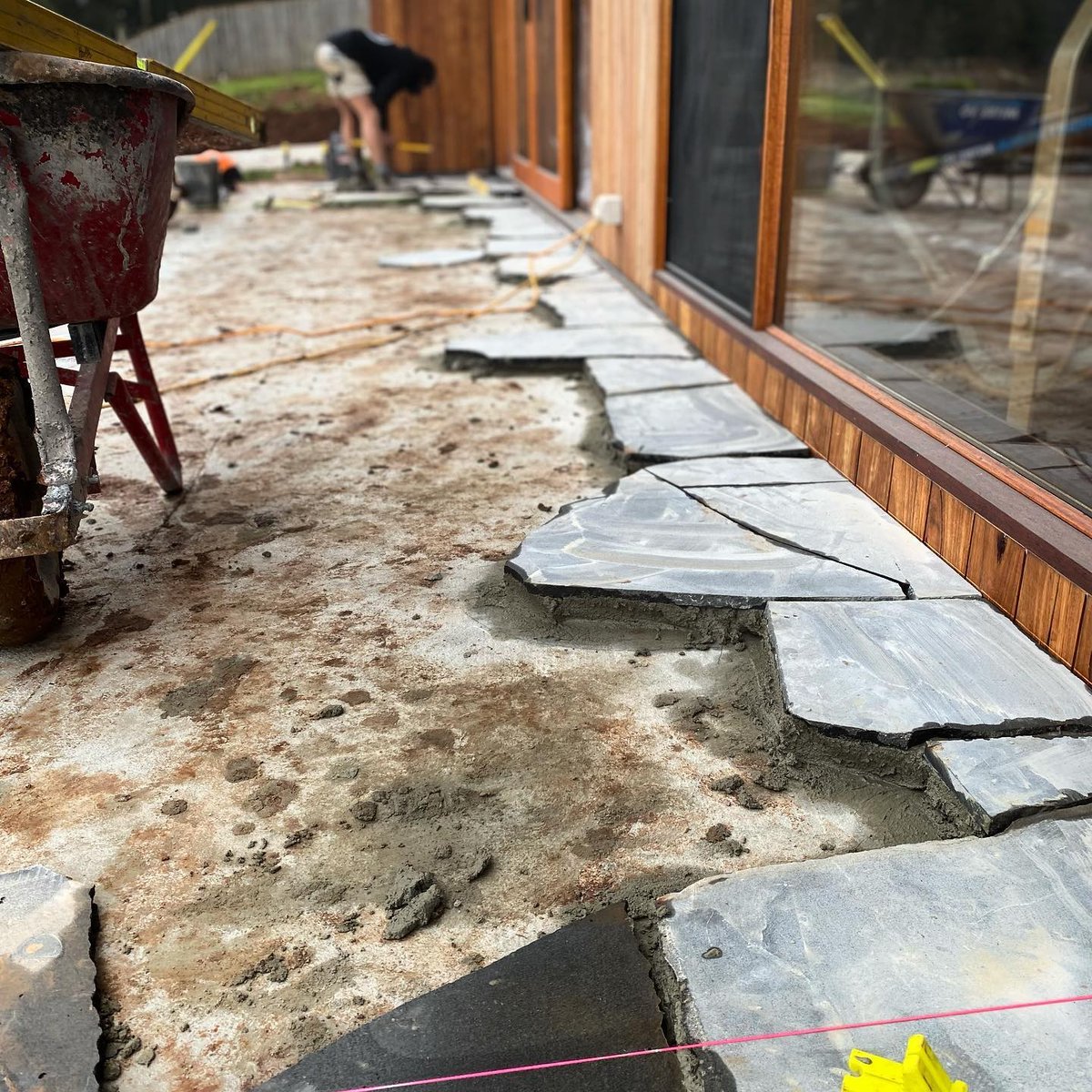 GraniteWorksAU's tweet photo. If you need the crew at Hopkins Constructions, they've just begun setting out for almost 200m2 of Bluestone Crazy Paving in Monbulk. 🤪🧡

⚒️ Featured Stone
Paving: Premium Bluestone, Crazy Paving with Sawn Finish https://t.co/kiiBiEkRNC