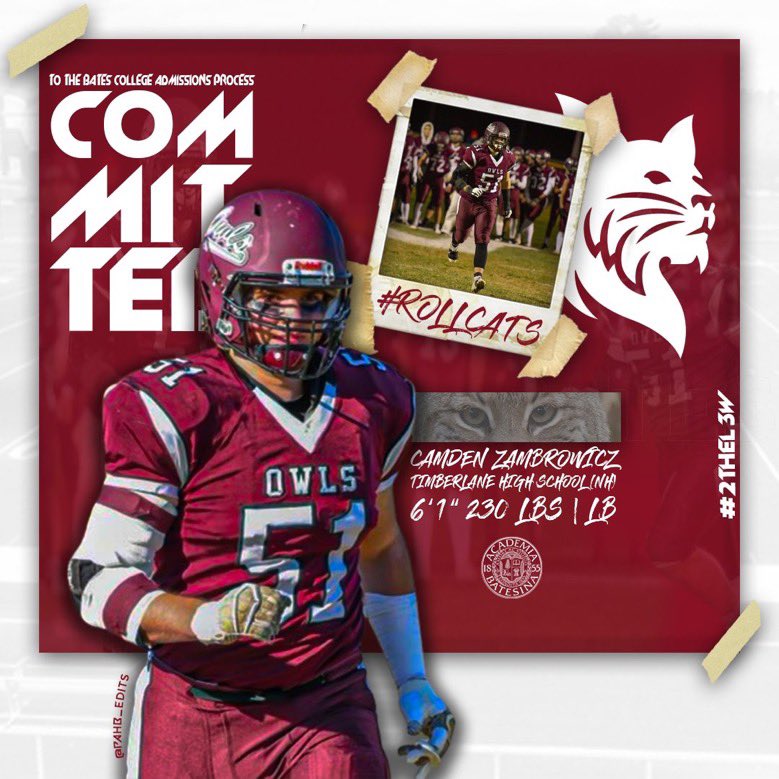 Excited to announce my commitment to Bates College to further my academic career and play college football. Thank you to my coaches, teammates, and especially my family for helping me along the way.#2TheL3W #RollCats @CoachRadulski @Cats_CoachCoyne @CoachWatrous @coachmcthompson