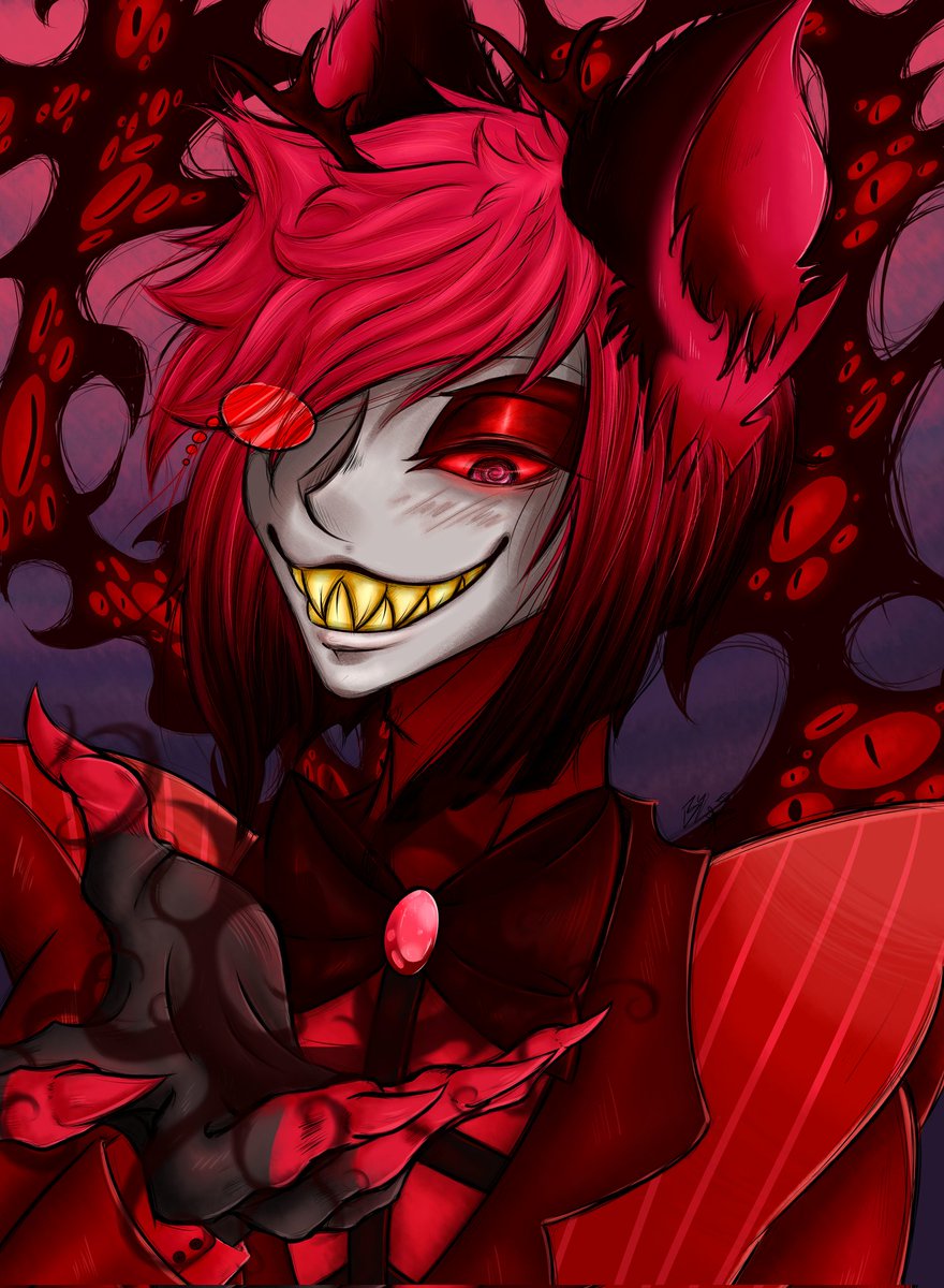 GaiaLuf's tweet photo. my lovely little #alastor from good oll' #HazbinHotel . first time drawing him, and i spend so long on this, trying out new brushes and stuff. hope y'all like 'im :3.
.
.
.
hashtags: #helluvaboss #HazbinHotelAlastor #HazbinHotelFanart #vivziepop #fanart #myart #demon #eyes https://t.co/pkePDG1pep