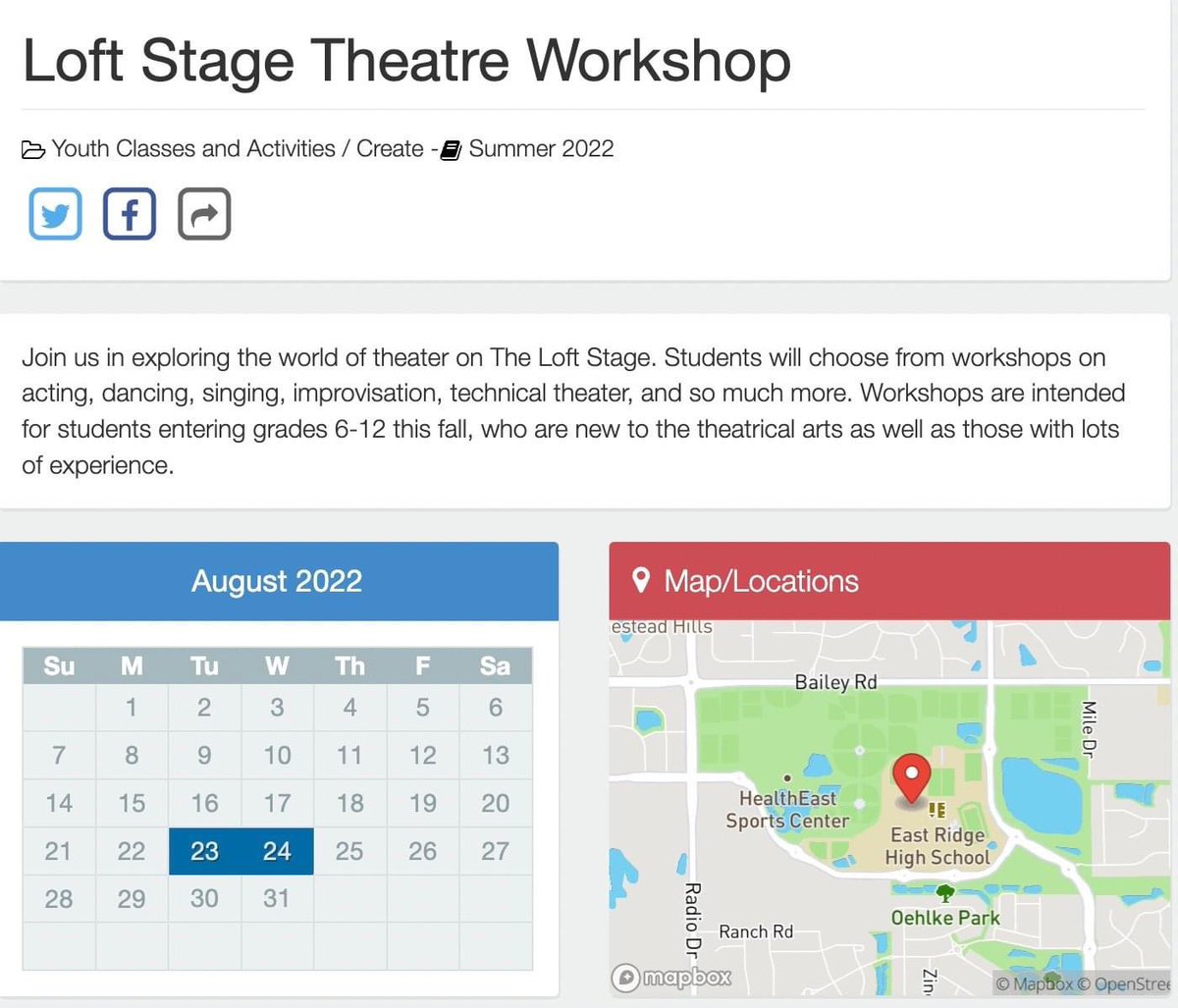 Our summer workshop is next week! 

Join us for a two-day musical theatre intensive for actors and techies alike. 

Register through community education at sowashco.ce.eleyo.com/course/20772/s…