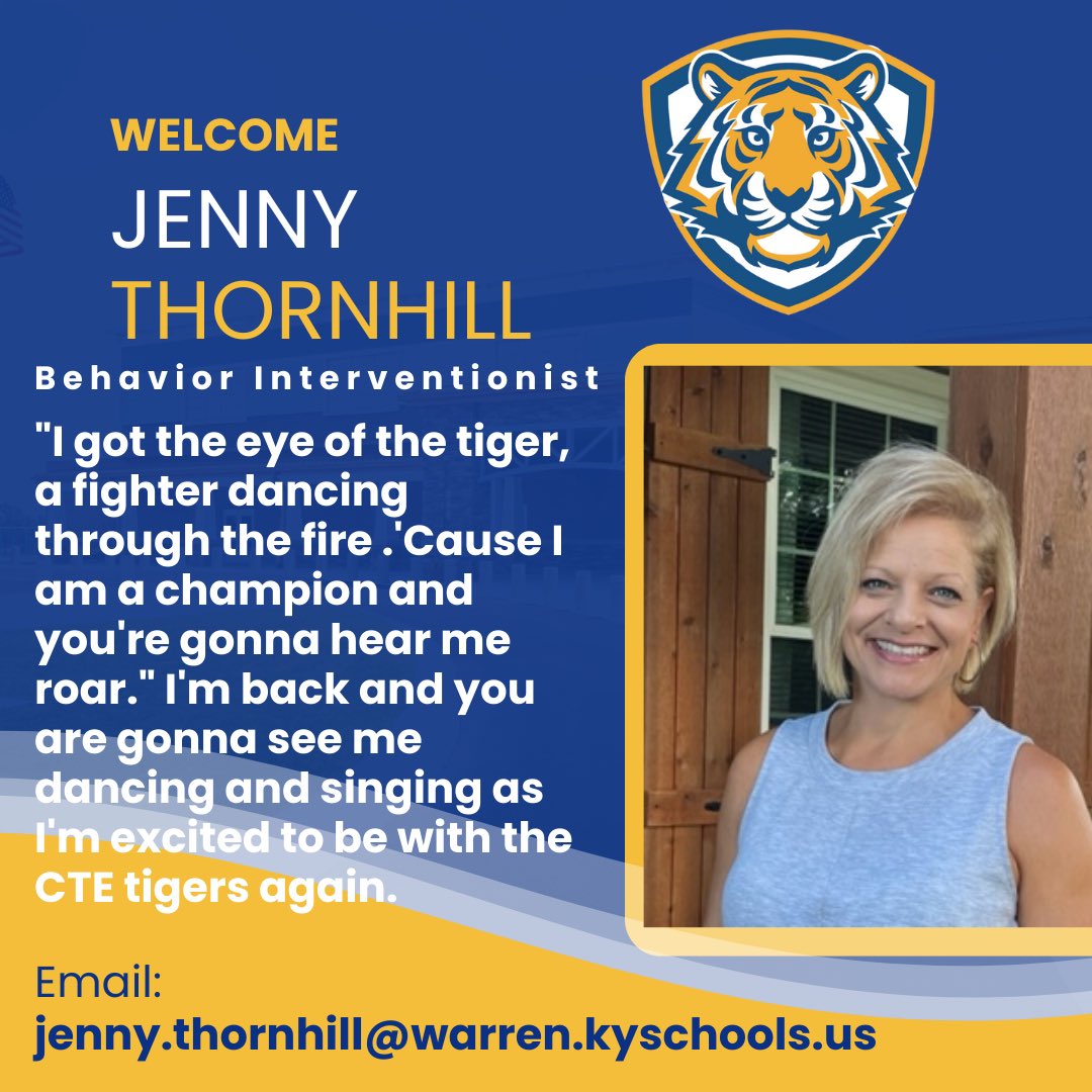 RT @ctetigers: We are so excited to welcome Mrs. Jenny Thornhill back as our behavior interventionist. https://t.co/SxEBehUI0r
