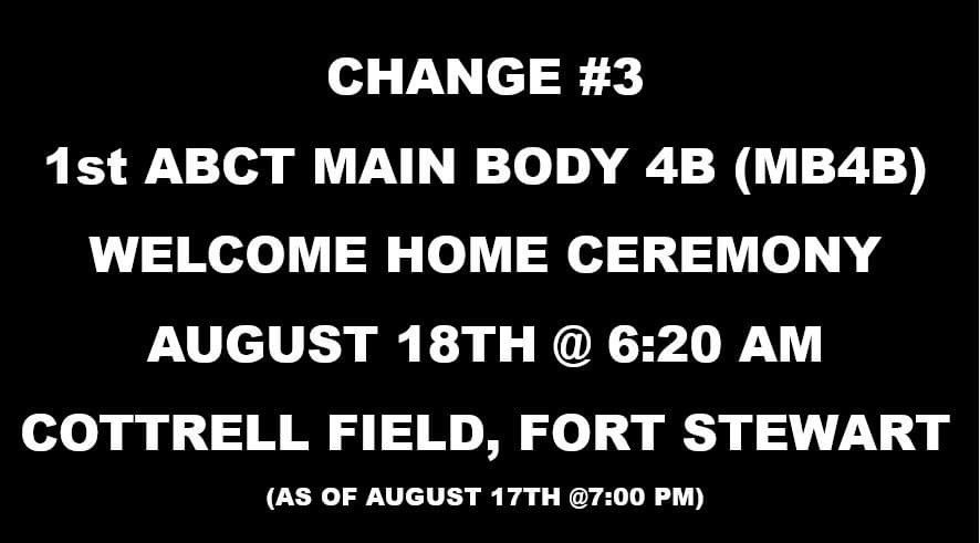 3rd_Infantry's tweet photo. CHANGE #3 - Raider 1st Armored Brigade Combat Team, 3rd Infantry Division, 3rd Infantry Division Main Body 4B (MB 4B) Welcome Home Ceremony will be held on August 18th at 6:20 a.m. on Cottrell Field on Fort Stewart.
Updates:
https://t.co/RNMWt7N4LTโฆ
#RaidersFirst #ROTM https://t.co/xGoJs9GPs0