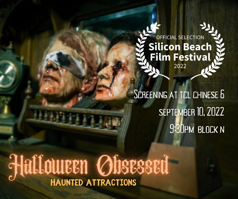 If you like #Halloween check out our new documentary episode #HalloweenObsessed #HauntedAttractions at the <a href="/SILICONBEACHff/">Silicon Beach Film Festival</a>  screening 9/10/22 - 9:30pm at #TCLChineseTheater in #Hollywood CA 🎃🤡 Our film is in Block N. Tix on sale here: siliconbeachfilmfestival.com/tickets