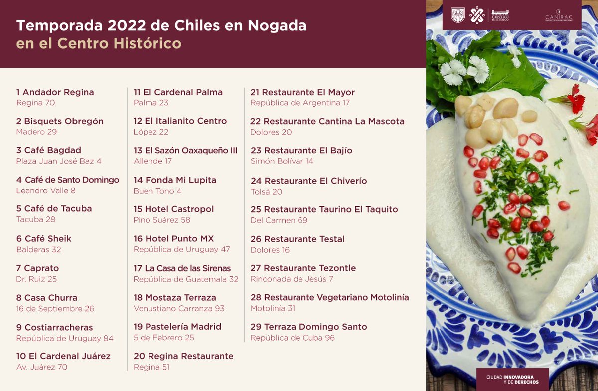 canirac's tweet photo. ✨En el marco del evento se dio a conocer la ruta gastronómica del #CentroHistórico, integrada por 29 #restaurantes de la zona que ofrecerán este delicioso y emblemático platillo, representativo de la historia y tradición de #México 🇲🇽

📌¡Visita tu restaurante favorito! https://t.co/4ldj3QARVu