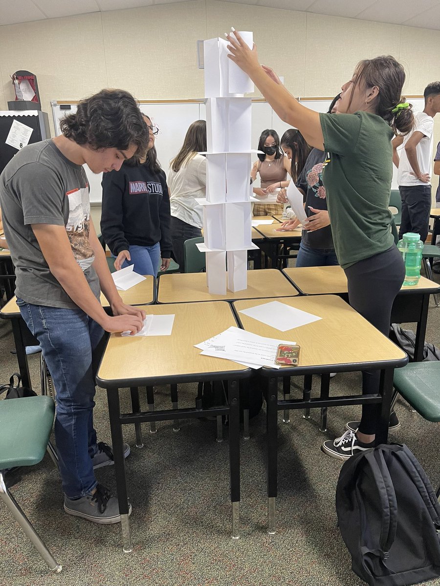 Always fun working as a team and competing in class. Loved how creative the kids got with our Paper Towers activity. Tallest tower was six feet!@SummitHS_Bears #weareSC