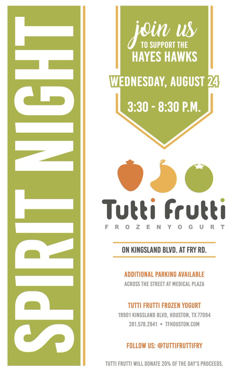 Join us next Wednesday 8/24 for our Back to School Spirit Night. The special Hayes Swirl will be available. 🍨 #hayeshawks