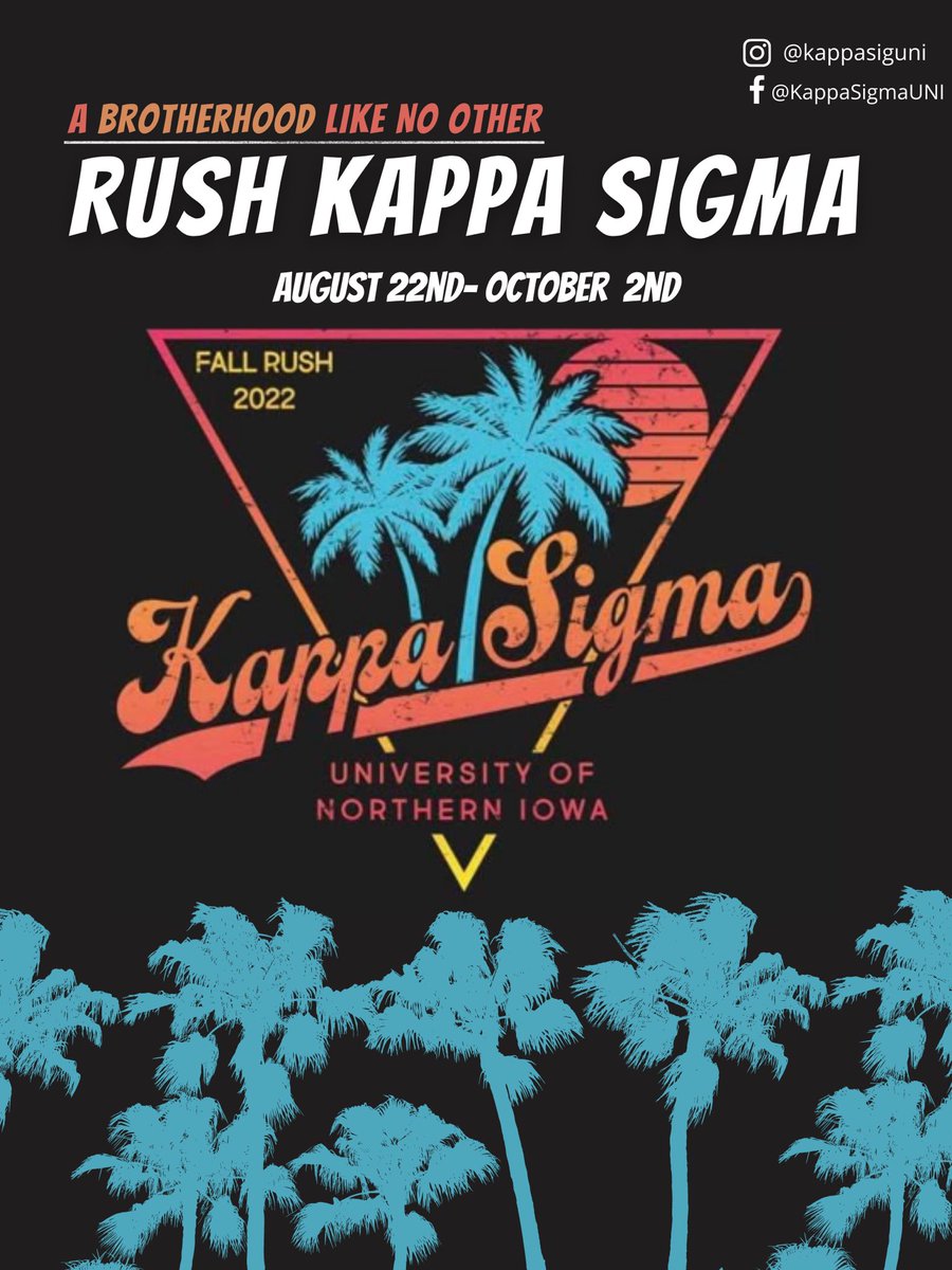 KappaSigmaUNI's tweet photo. With fall semester starting soon, our rush events are coming in hot! Meet us at the Kappa Sigma house (2504 College St) for all the FREE events! Events will run from August 22nd - October 2nd.
ΑΕΚΔΒ
#kappasigma #ksig #secondtonone #rushksig #fallrush #abrotherhoodlikenoother https://t.co/37QkDRQSFf