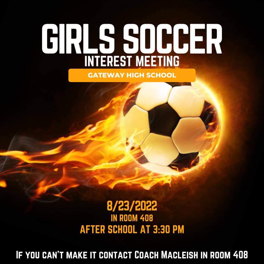 Any girls interested in playing soccer this year? Come talk to Coach Macleish in room 408. No experience necessary! ⚽️🧡🖤🧡⚽️