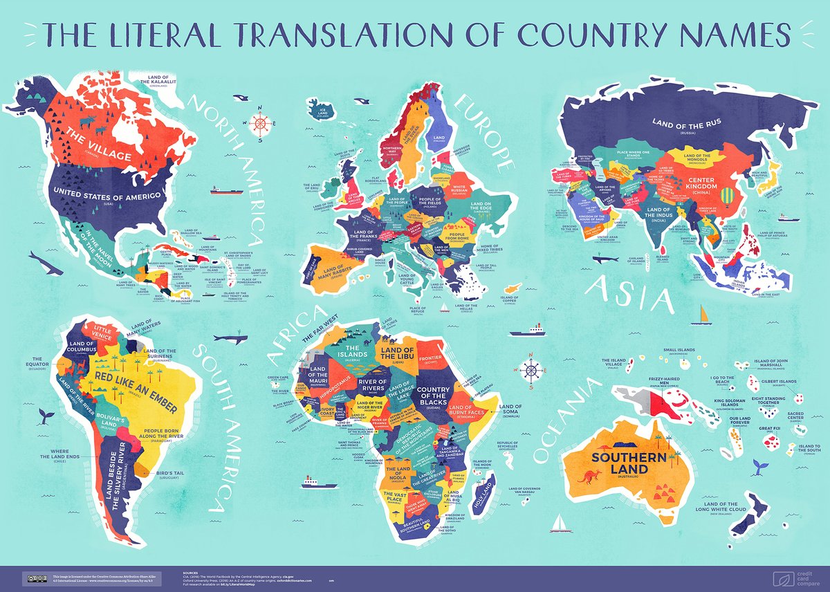 VisualCap's tweet photo. Mapped: The Literal Translation of Every Country’s Name 🗺️

See in detail here: https://t.co/dSW1vz3Xo2 https://t.co/hN7vcE26GL