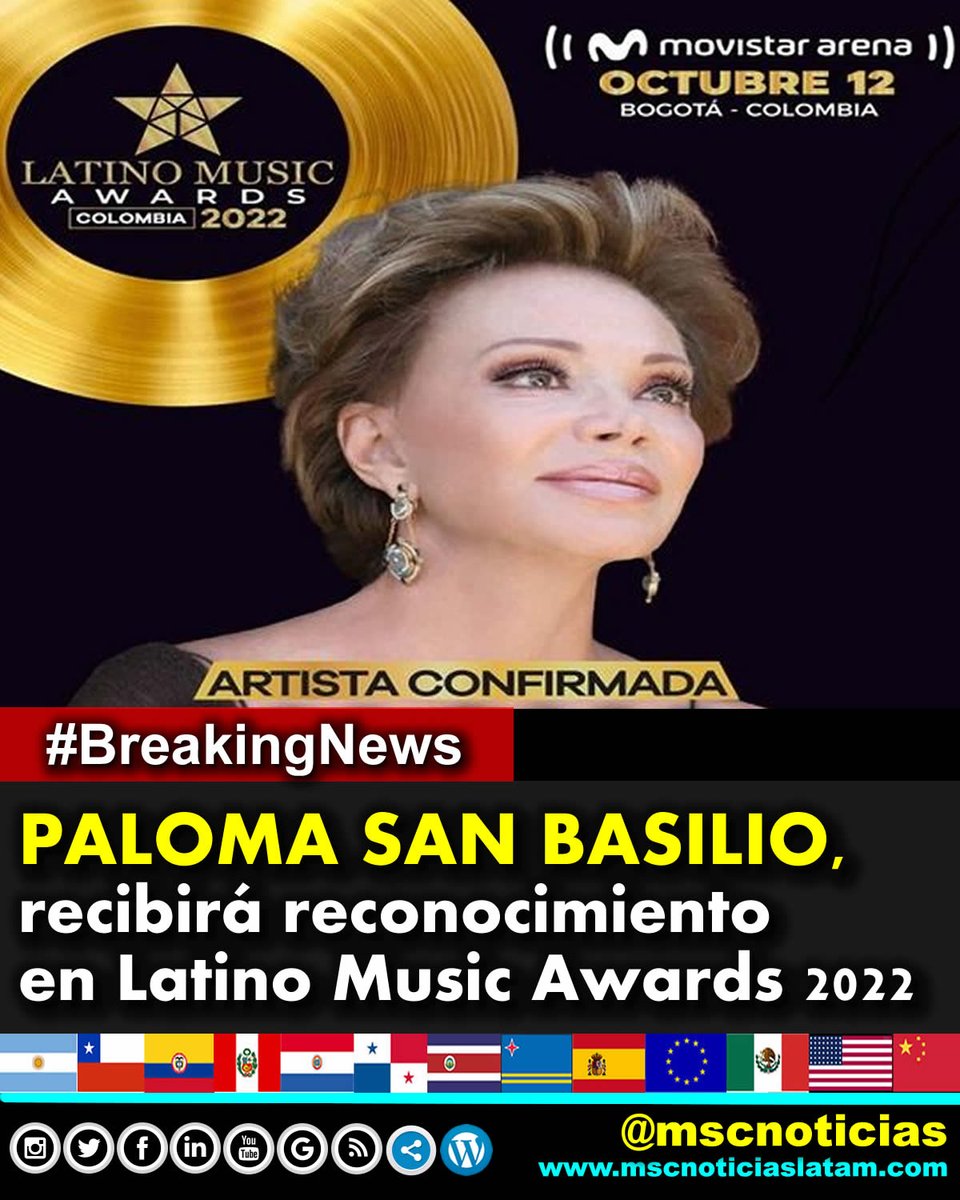 #UltimaHora | #17Ago | 🆕🌐 | PALOMA SAN BASILIO, recibirá reconocimiento en Latino Music Awards 2022 bit.ly/3A3UvHI #LMAFest #PalomaSanBasilio #Bogota #Musica #Music #BreakingNews #News #Latinoamerica #MSCNoticias #CMWorld