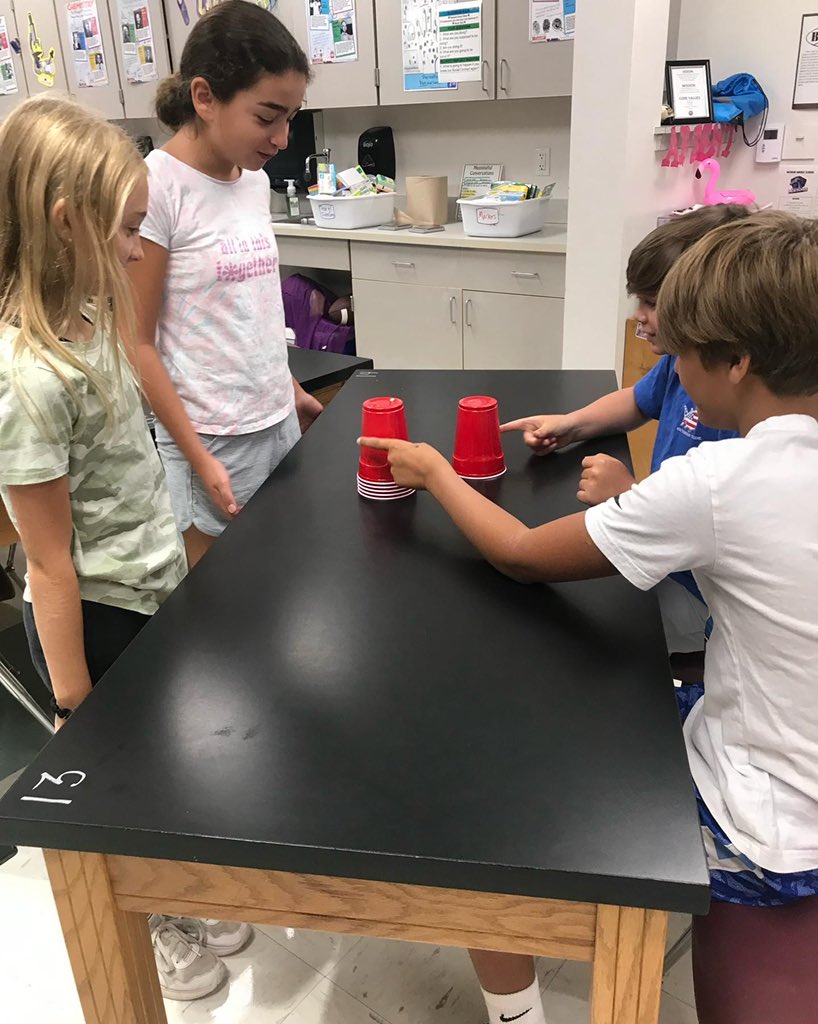 McNairMiddleSch's tweet photo. Cup challenges in Ms. Stullโs @mcnairoutriderpod advisory this morning. #mustangsrun #rockitout #RUNweek https://t.co/y78MTlRWxq