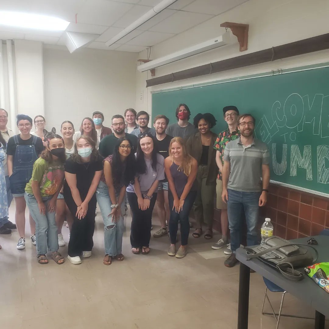 APAN_UMD's tweet photo. Some fine looking folks strayed into APAN Orientation today 🤩 

In the back you sorta see "Bobby", the French bulldog, our fav new student. We usually don't play favorites, but we're excited about his coding potential. 

#apan #welovedata #dogswhocode #orientation #24 #welcome https://t.co/BqKBa5fPas