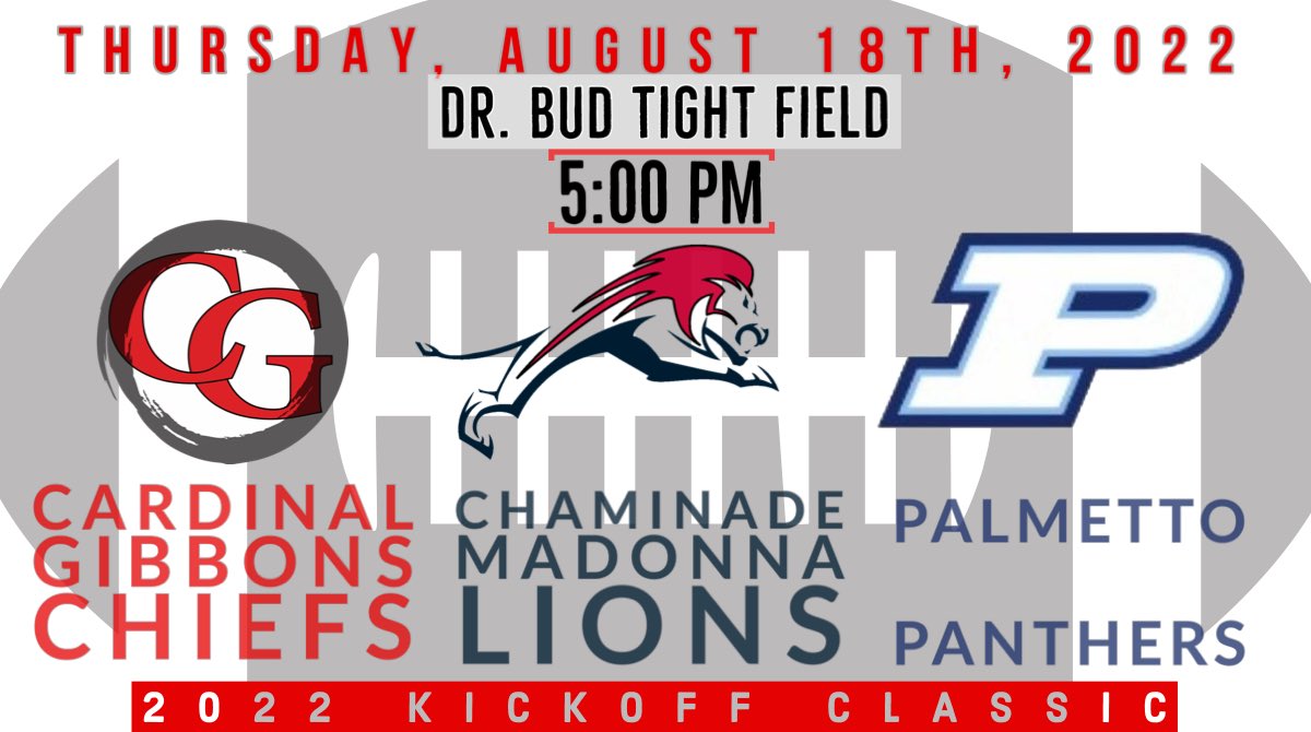 Cardinal Gibbons Football (@footballgibbons) on Twitter photo We are less than 24 hours away from the 2022 Kickoff Classic. We can’t wait to see our fans at 5:00 pm <a href="/CGHSFL/">Cardinal Gibbons FL</a> <a href="/CGHSChiefs/">Cardinal Gibbons Chiefs Athletics</a> 🔴⚪️🛎🗣#ICE22 We are less than 24 hours away from the 2022 Kickoff Classic. We can’t wait to see our fans at 5:00 pm <a href="/CGHSFL/">Cardinal Gibbons FL</a> <a href="/CGHSChiefs/">Cardinal Gibbons Chiefs Athletics</a> 🔴⚪️🛎🗣#ICE22