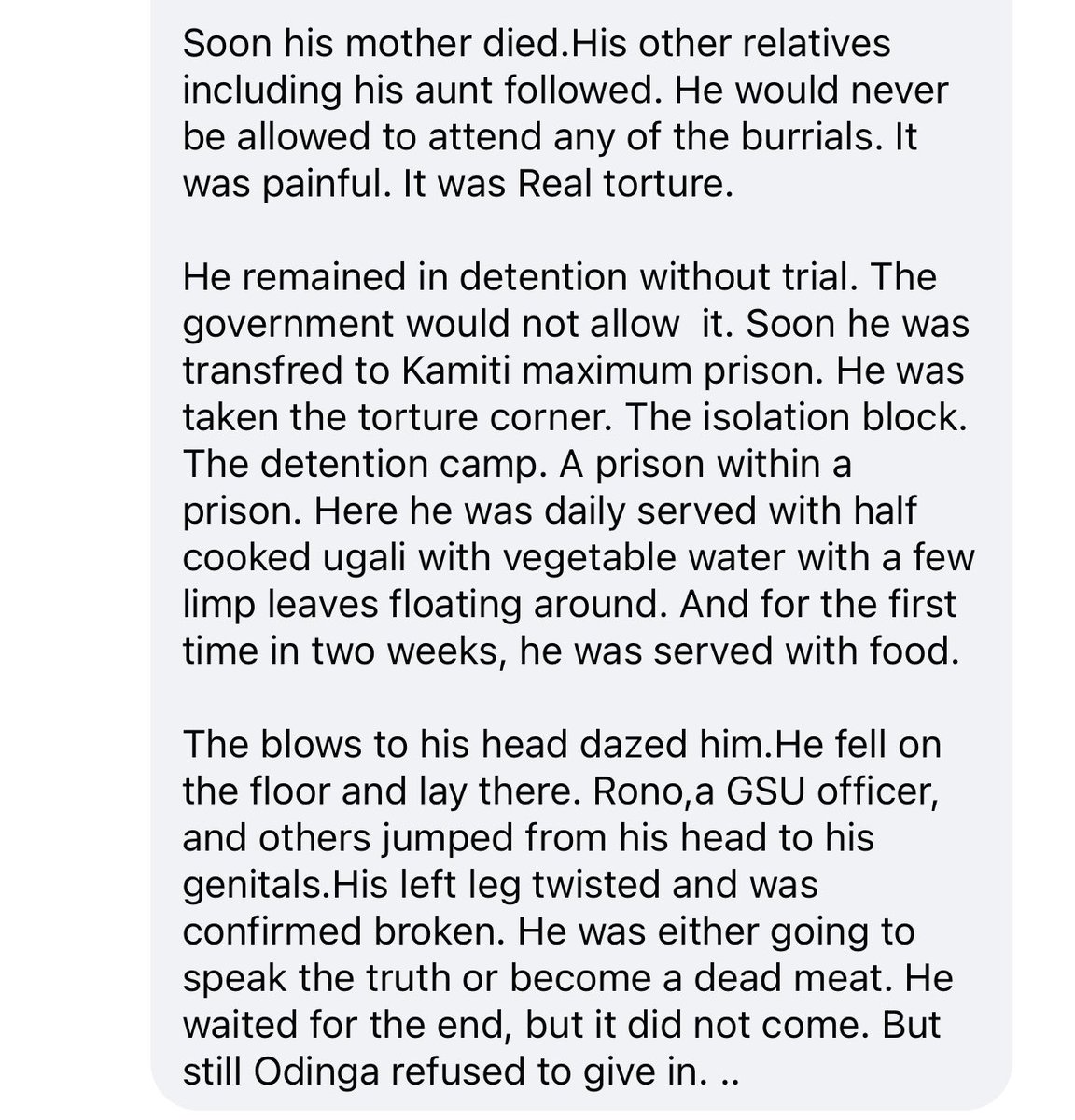 Read this 😭😭😭 <a href="/RailaOdinga/">Raila Odinga</a> is not an ordinary Kenyan! He’s the best there is, the best there was and the best there will ever be! <a href="/MKMurugu/">MMK</a> he deserves JUSTICE 💪!