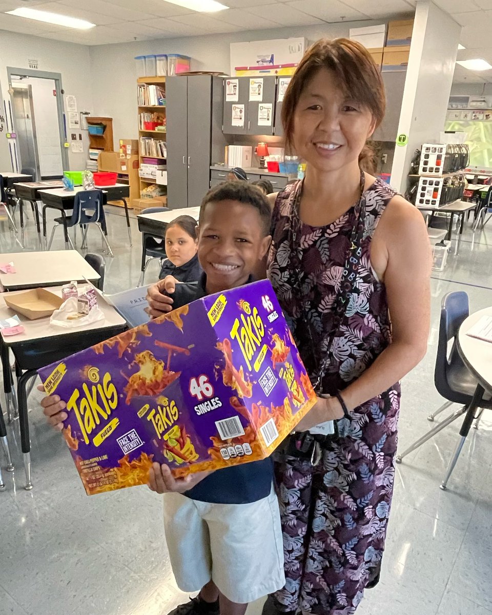 Having a <a href="/TakisUSA/">Takis</a> great day when J2 came to get his well-deserved, promising treat from me for meeting his 5th grade FSA math goal! So proud of him! <a href="/oakparklions/">Oak Park ES</a> #ALLIN