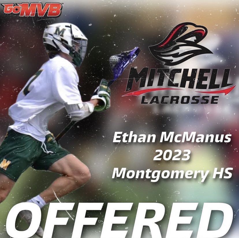GoMVB's tweet photo. 2023 #GoMVB MID Ethan McManus @EthanMcManus23 receives his FIRST lacrosse offer from Mitchell College!!

Check out Ethan’s stats and highlights on his #GoMVBAthlete Profile!!
⬇️⬇️⬇️
https://t.co/hHxtQZGfjV https://t.co/97hN3rp4av