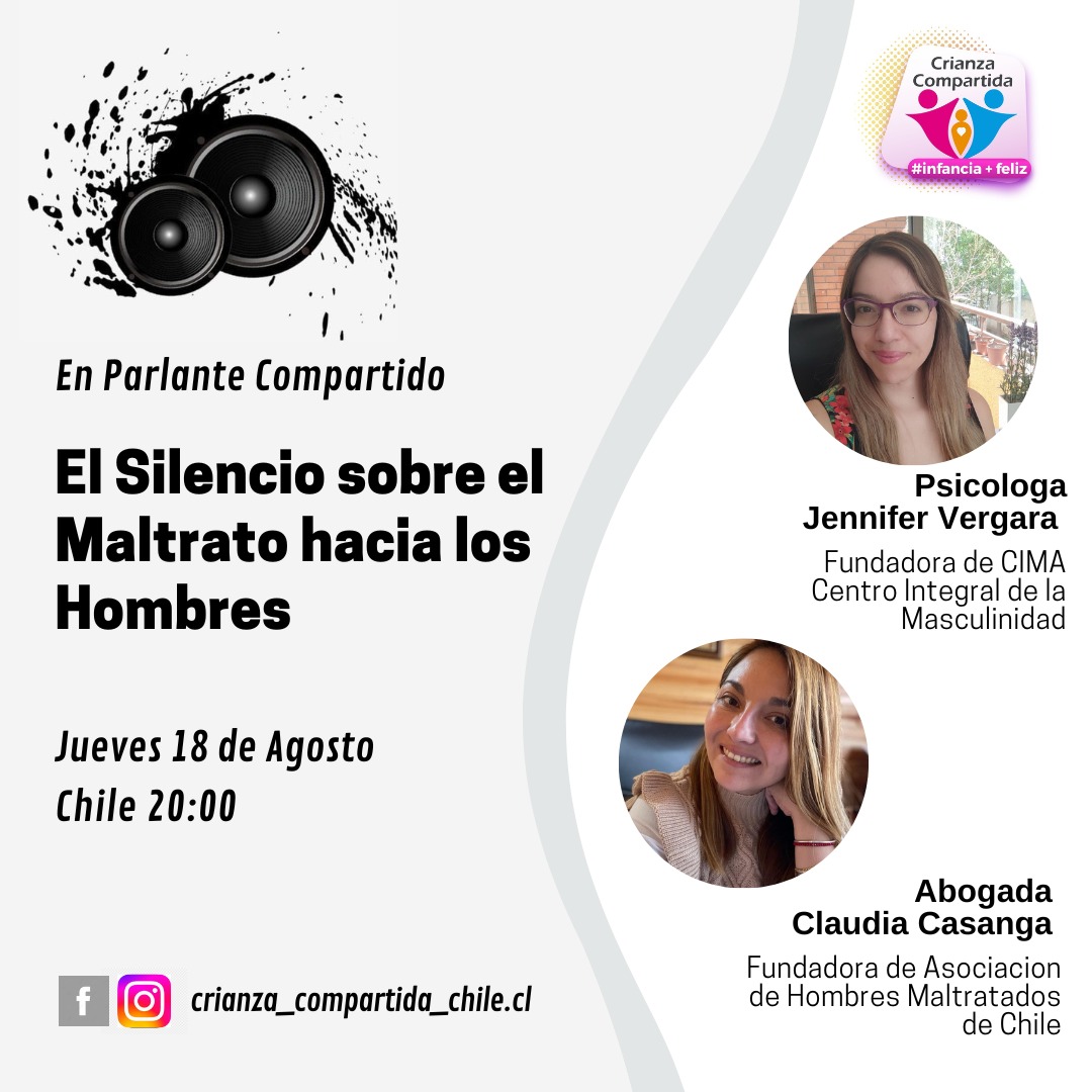 El silencio sobre los hombres maltratados, un nuevo episodio de #ParlanteCompartido junto a Jennifer Vergara , fundadora de CIMA y Claudia Casanga abogada de asociación Hombres Maltratados Chile instagram.com/p/ChYHCCqu6dm/…