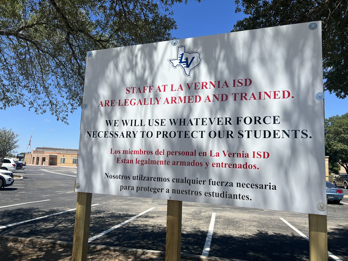 LeighWaldman's tweet photo. Today was the first day of school at La Vernia ISD. While parents were packing their students backpacks, staff were packing something more substantial. The launch of the guardian program has one goal, keep students safe. Tune in tonight on the #NightBeat @ksatnews https://t.co/q1C7Dqk4E1