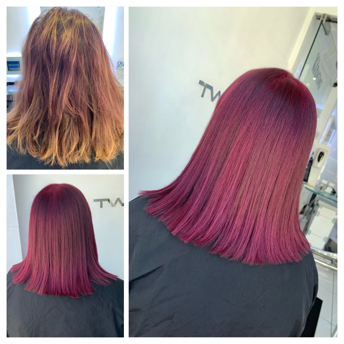 TwiloH's tweet image. | F a l l 🍂 S l a y |  Our lovely client is one step ahead with her incoming autumnal vibes … &amp;amp; we can’t  get enough of these rich magenta and muted ruby tones expertly painted by the talented hands of Hugo for the coming months ♡︎

#LicenceToCreate #AskForWella #TwiloStyled