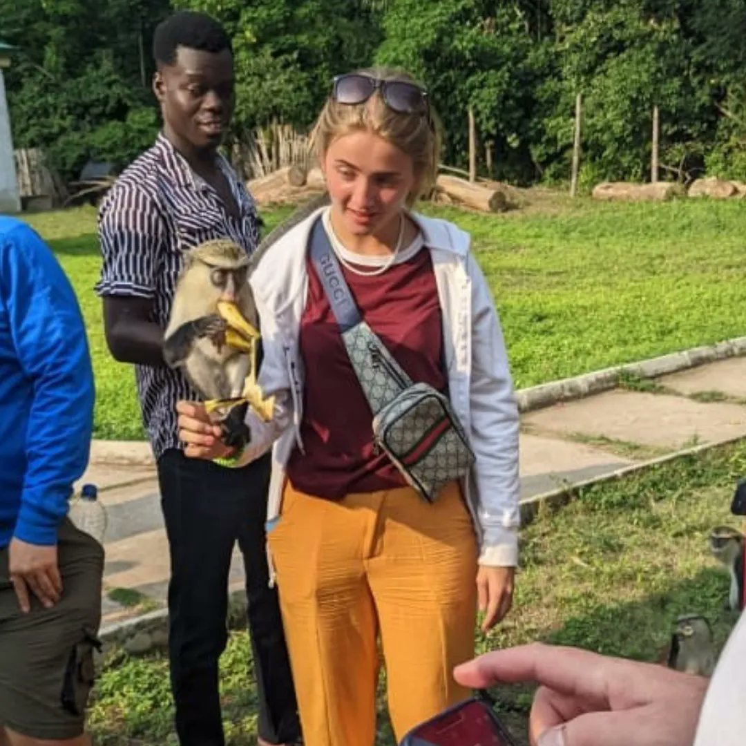 TripsInAfrica's tweet photo. Our group of volunteers, in Ghana, enjoyed their Volta Weekend trip! They began the weekend with a visit to a protected monkey sanctuary where they fed Lowe's mona and black-and-white colobus monkeys 🐒
#TripsInAfrica #AdventureActivity #Volta https://t.co/Xu8PMz9hE9