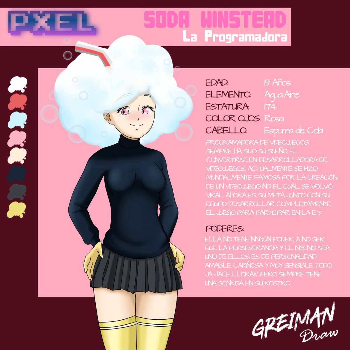 GreiManPool's tweet photo. Presentando las primeras personajes de PXEL estaré subiendo mis personajes con sus descripciones para ir trabajando ya con el proyecto #PXEL #Greimandraw https://t.co/wMt4rcSWVw