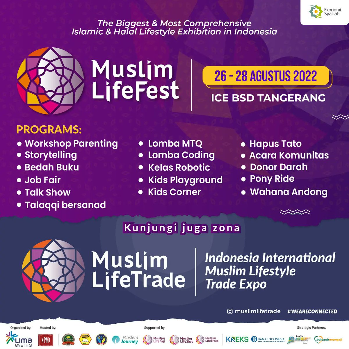 Lea_Dc's tweet photo. Yuk datang ke gelaran Pameran Muslim Terbesar Terlengkap
MUSLIM LIFEFEST 
26-28 AGUSTUS 2022, 
ICE BSD TANGERANG
Ikuti berbagai program menarik, Workshop parenting,Talkshow, Lomba MHQ,Kids Activity,Robotik dll
Cek ig @indonesiamuslimlifefest / https://t.co/EEGE7tQaYt @lima.events https://t.co/gwgHE6awS3