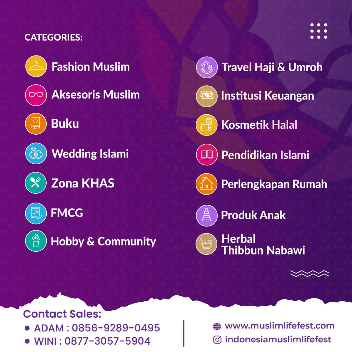 Yuk datang ke gelaran Pameran Muslim Terbesar Terlengkap
MUSLIM LIFEFEST 
26-28 AGUSTUS 2022, 
ICE BSD TANGERANG
Ikuti berbagai program menarik, Workshop parenting,Talkshow, Lomba MHQ,Kids Activity,Robotik dll
Cek ig @indonesiamuslimlifefest / muslimlifefest.com <a href="/lima/">David Lima Cohen</a>.events