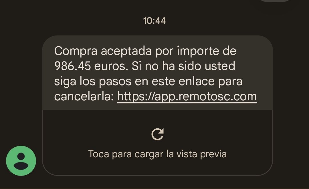 dagarfol's tweet photo. Hola @BBVAresponde_es, he recibido este SMS posiblemente fraudulento. ¿He de hacer algo? https://t.co/3877aNPM3D