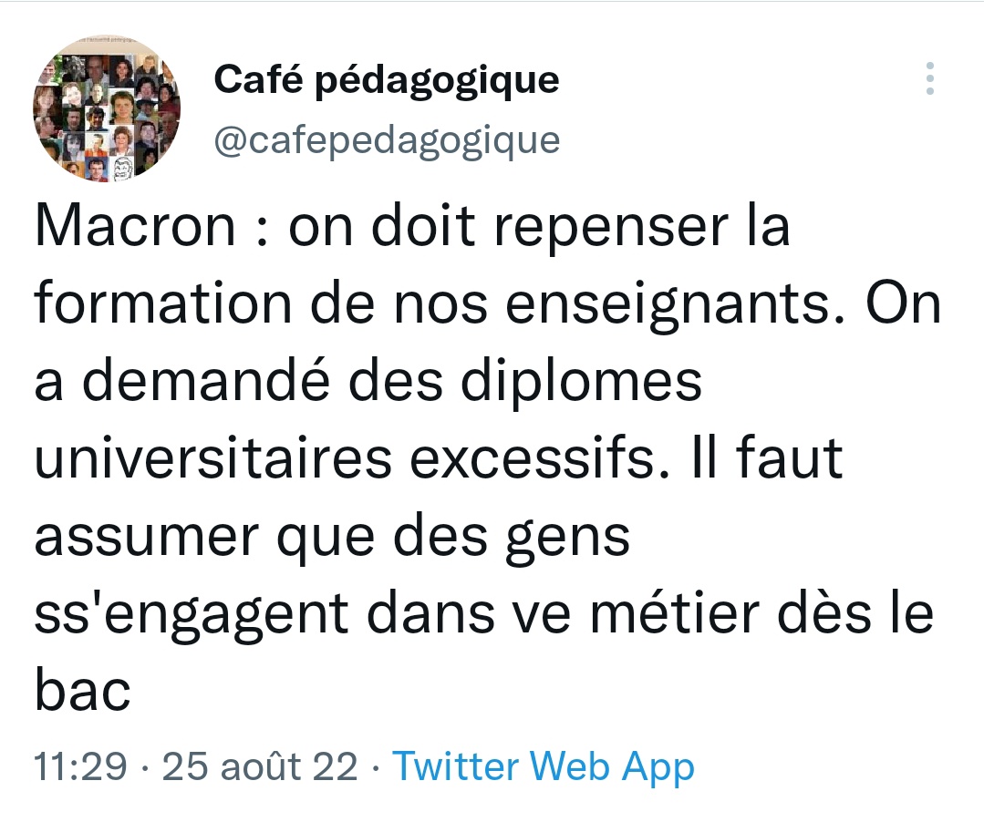 Devoir2reserve's tweet photo. Et voilà. Alors excusez-moi de m'accrocher à mon M2 recherche, mais, Macron fait preuve d'une clarté brutale : "diplômes universitaires excessifs" = "Vu comment je compte continuer à les payer, on va les (pré)recruter niveau bac ce sera plus raccord." https://t.co/xMZfBGXR3z