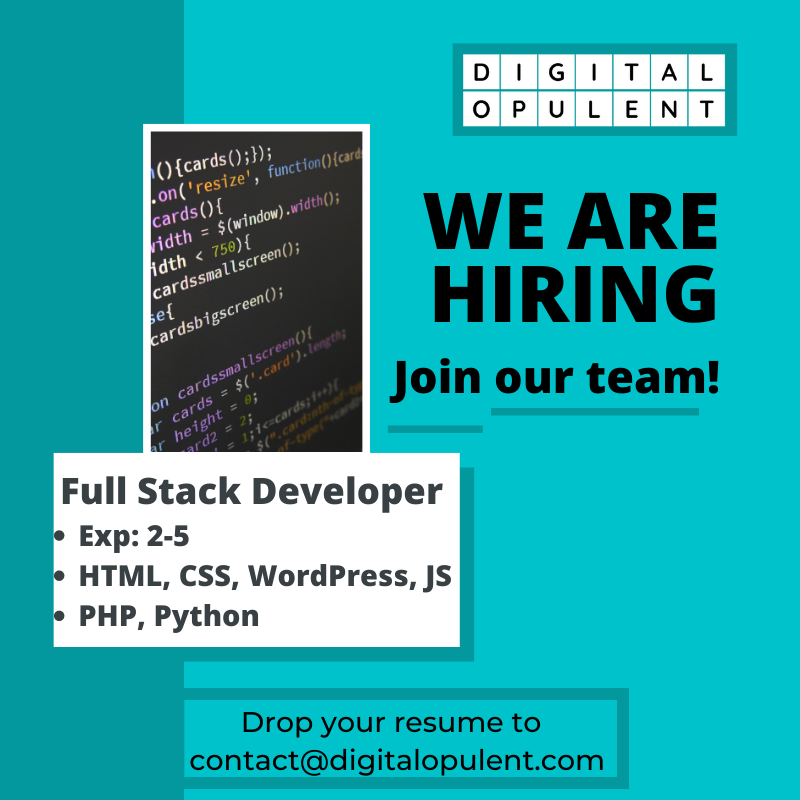 opulent_digital's tweet photo. #hiringalert
We're currently looking for young & passionate full stack developers who plan & execute websites from end-to-end.
#fullstackdevelopers
#developers
#digitalopulent
#Hyderabad
#jobseekers https://t.co/AMP5tN2ON6