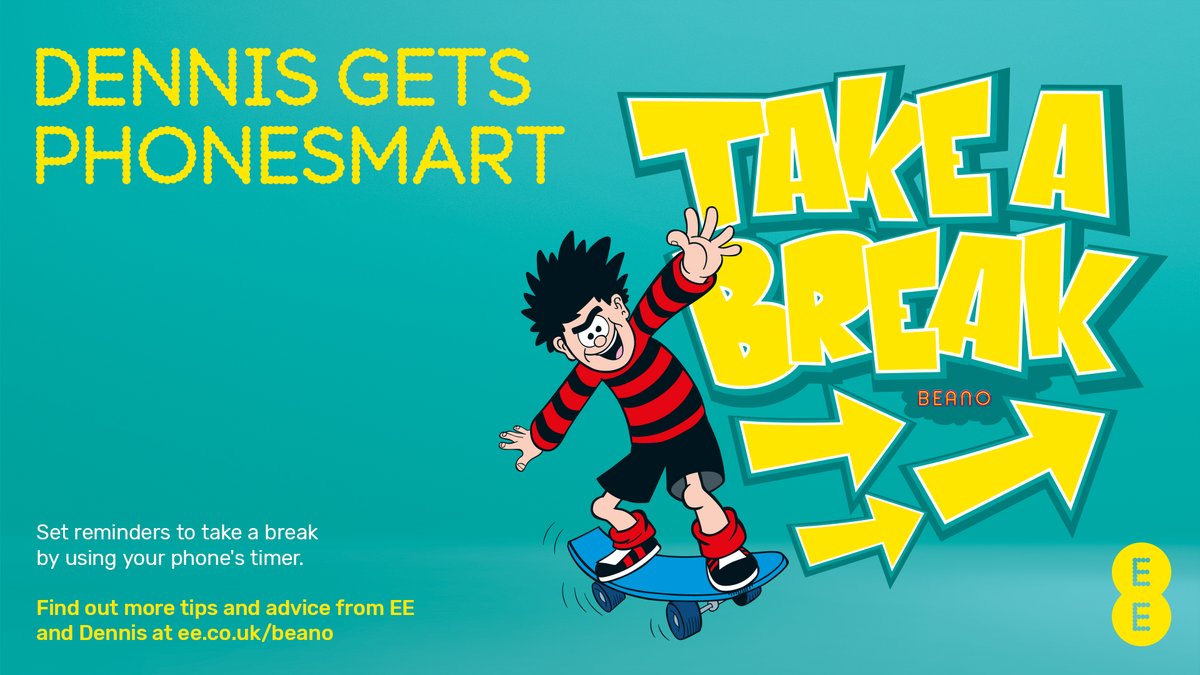 BTGroup's tweet photo. It's easy to lose track of time on your phone, so set reminders to take a break using your phone's timer ⏰

We've teamed up with @BeanoOfficial to give kids tips on how to stay safe and be kind online, with the help of our PhoneSmart Licence.💛

Visit https://t.co/vNWVLQnSpW. https://t.co/pggU57iOYv