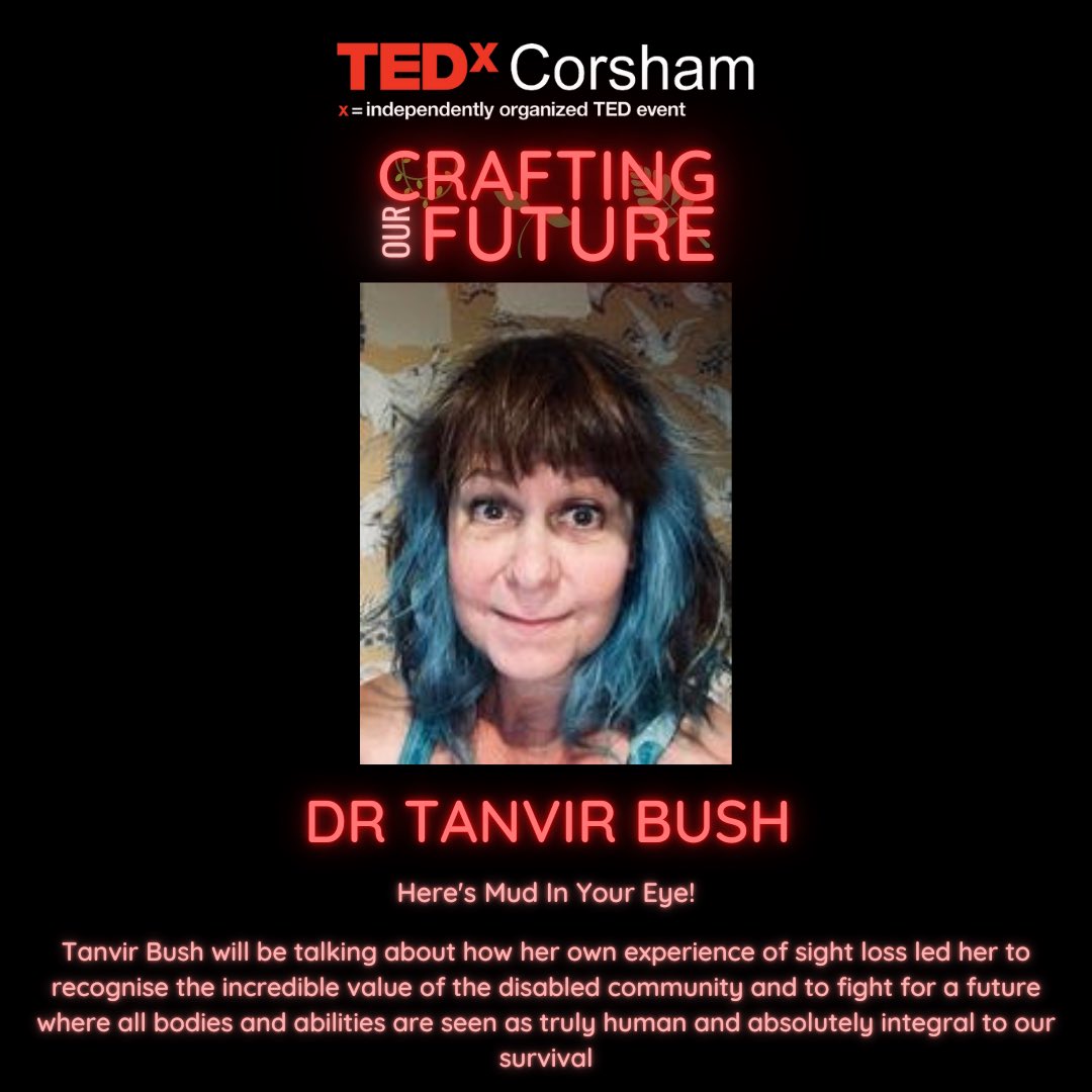 TEDxCorsham's tweet photo. We’re excited to welcome our next TEDxCorsham speaker: Tanvir Bush!

Dr Tanvir Bush is a novelist, artist and Research Fellow on the Wellcome funded ‘We Are The People’ project exploring inclusion, disability and grass-roots research across the South West, UK. https://t.co/XLTdjl6UFr