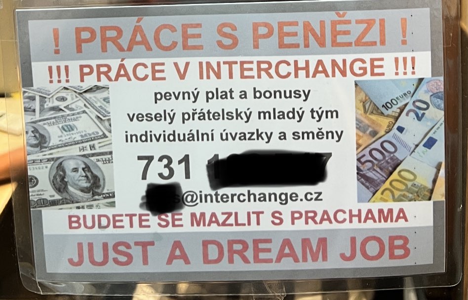 janekrubes's tweet photo. Chcete se mazlit s prachama? Jděte pracovat do směnárny, která dává 17 korun za 1€ 🤓 https://t.co/hdaY2x7xXc