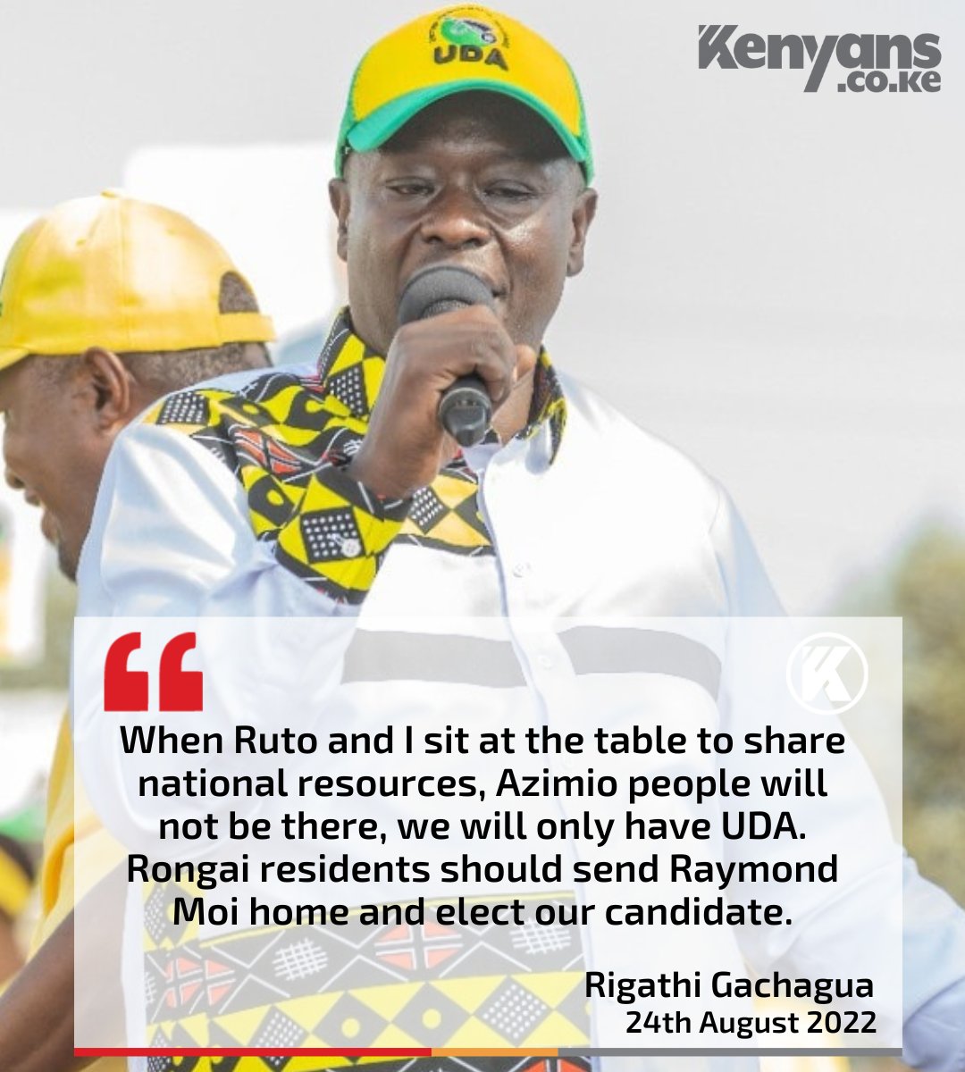 Kenyans's tweet photo. When Ruto and sit to share national resources, only UDA will be there - Rigathi Gachagua https://t.co/U88u99qwV3