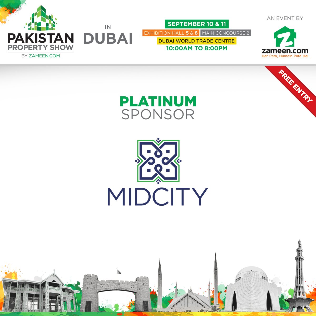 ZameenProperty's tweet photo. We are proud to have Mid City — Pakistan’s leading real estate development firm redefining urban living in Lahore — as our Platinum sponsor for Pakistan Property Show in the UAE. 
Pre-register: https://t.co/ukUPV61TtV
☎️ +971 4 437 8010
📆 10th &amp; 11th Sep
📍 DWTC
#ZameenPPS https://t.co/jiOOcczvaL