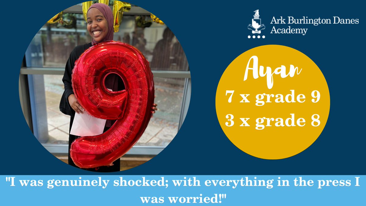 ArkBDA's tweet photo. Fantastic results from Ayan! She'll be staying on at BDA 6th form to study Chemistry, Biology and Maths. After attending a summer school at @Cambridge_Uni a few weeks ago she has been inspired to apply there for Medicine in the future. https://t.co/2xDUPQbjkj