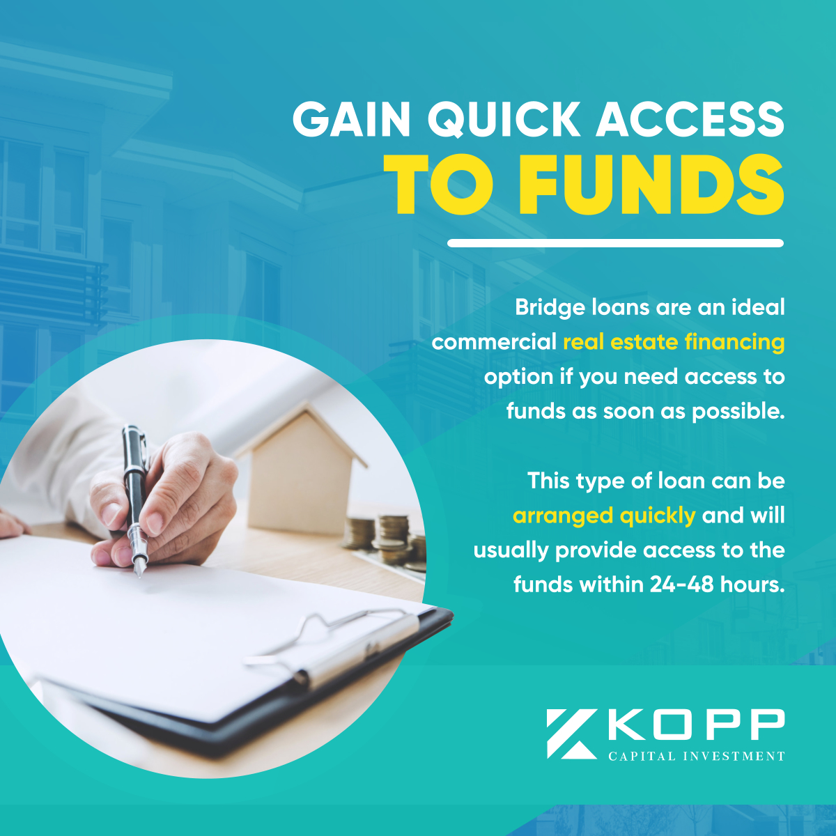 Gain Quick Access to Funds

#QuickAccess #Funding #BridgeLoans #CommercialRealEstate #FinancingOption