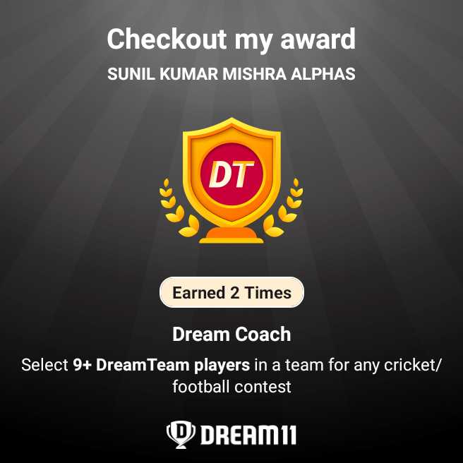 I just won the Dream Coach award! Check out all my earned Dream11 awards. dream11.com/awards?refCode…