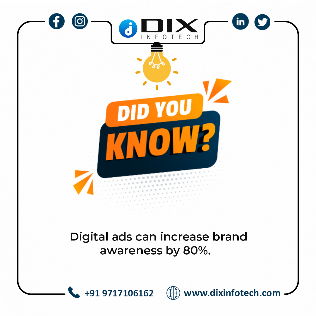 dixinfotech's tweet photo. Digital ads can increase brand awareness by 80%. Did You Try?
:
:
:
#didyouknow #didyouknowgram #didyouknowfact #digitalmarketing #digitalmarketingagency #digitalmarketingfacts #digitalmarketingbusiness #digitalads #googleads #facebookads #linkedinads #Dixinfotech https://t.co/IE342xX28s