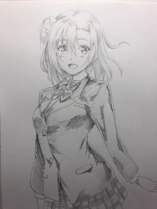 息抜きに、穂乃果ちゃんを20分で落書き。 