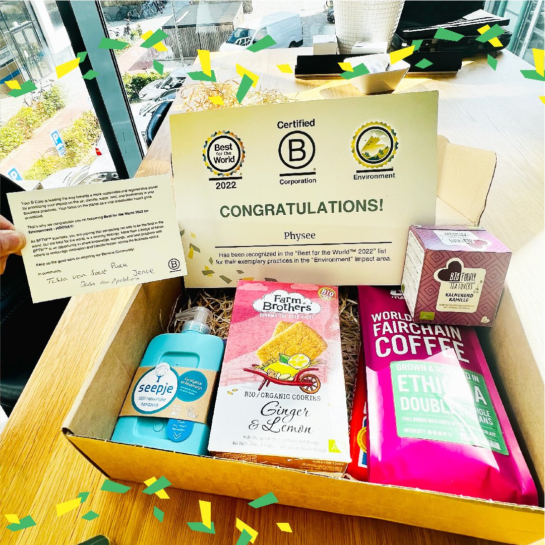 PHYSEE is proud to be one of the Best For The WorldTM, #BCorps in the Environment impact area! Part of the global #BCorp community 🙌 and we congratulate all our fellow #BFTW2022
Thank you B Corp Benelux!

#bftw2022 #BCorp #ESG #environment #sustainability #innovation