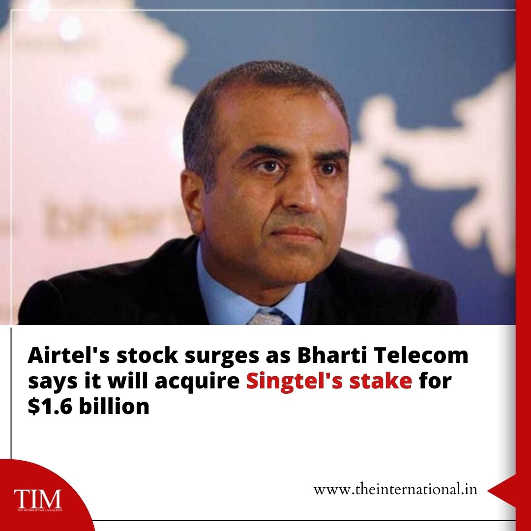 TIMOFFICIAL94's tweet photo. Bharti Telecom has entered into an agreement with Singapore-based Singtel to acquire a 3.33% stake in Airtel for $1.6 billion (approx. R12,800 crore), according to an exchange filing today.
Visit our website
https://t.co/DE4ULt2OyQ
#telecom #airtel #jio #acquisation @airtelindia https://t.co/xsNbKgVYiU