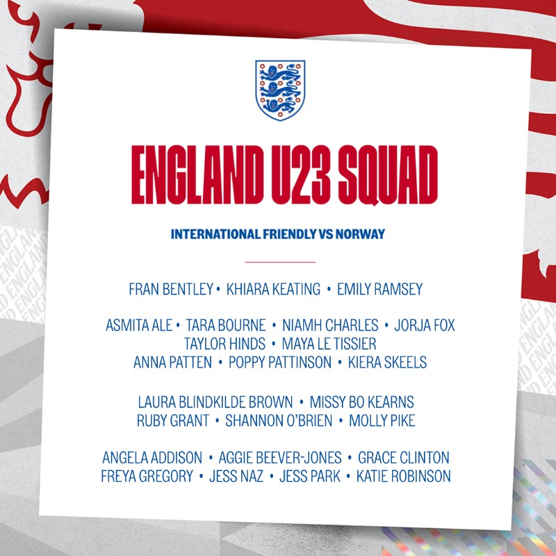 Lionesses's tweet photo. Our U23s return to action! 💪

Mo Marley's squad will meet next week for their first camp of the new season and will face 🇳🇴 on Friday 2 September.