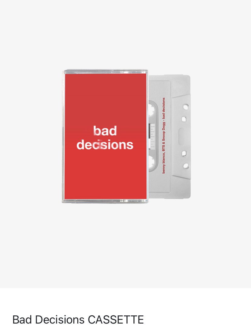 [HELP RT] thankyou BTS X Benny Blanco X Snoop Dogg US STORE BAD DECISION SECURED ITEM CD RM30✅✅ Cassette RM39✅ ETA: MONDAY DM Price stated: First payment Need second payment for int ship+local postage #pasarBTS @pasarBTS @BTSMarketMY @BTStrading_MY