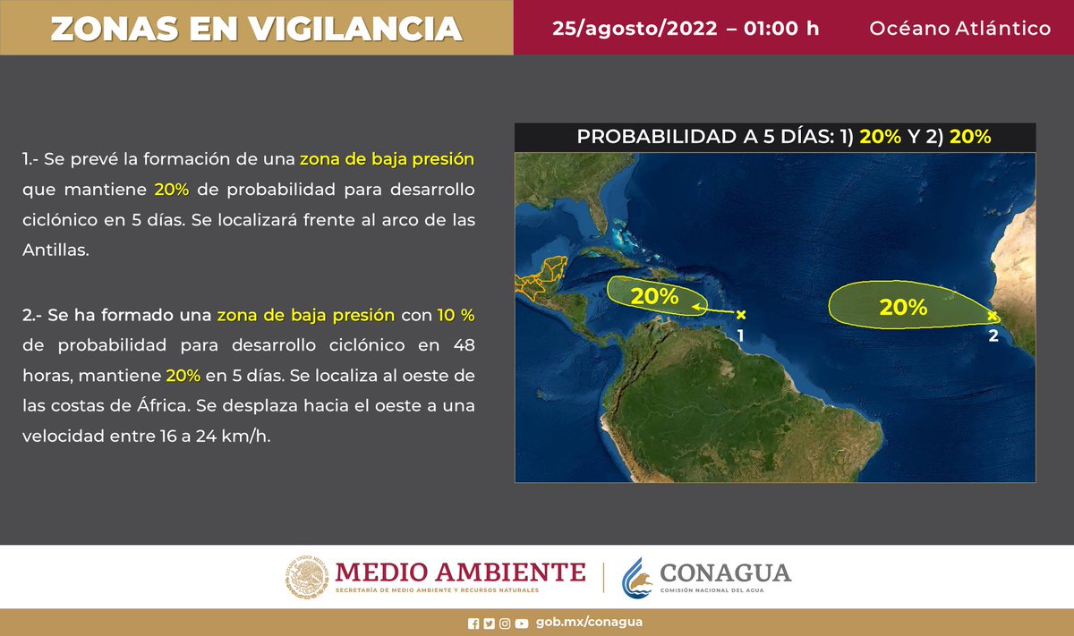 ⚠️  Zonas en vigilancia en el Océano #Atlántico. Más detalles en la #Infografía ⬇️