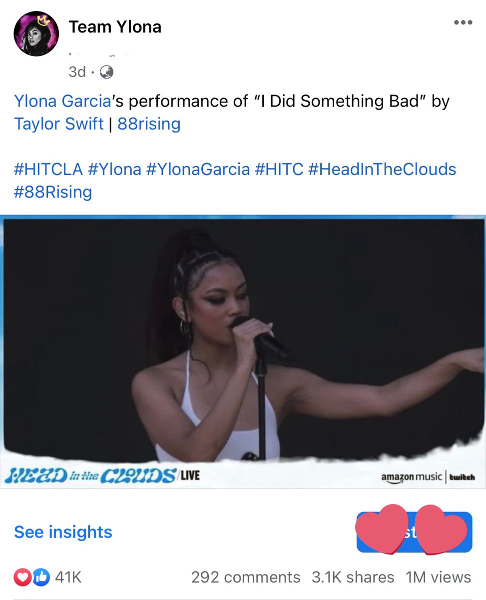 TeamYLONA's tweet photo. Thank you for the appreciation! 1M in 3days for @ylona_garcia’s perf of “I Did Something Bad” by @taylorswift13 https://t.co/lzF8xs440N
