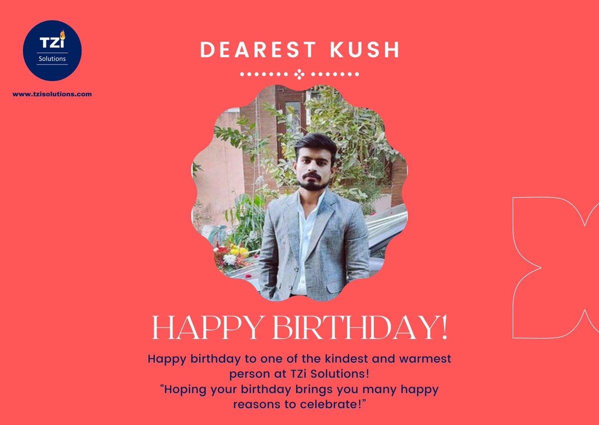 tzisolutions's tweet photo. It’s Kush's birthday! 🎉 🎂
Happy birthday to one of the kindest and warmest person at TZi Solutions!
“Hoping your birthday brings you many happy reasons to celebrate!”
#happybirthday #birthday #celebration #celebrations #birthdaycelebration #birthdaypost #TeamTZi #Team https://t.co/jDrKKnOBod