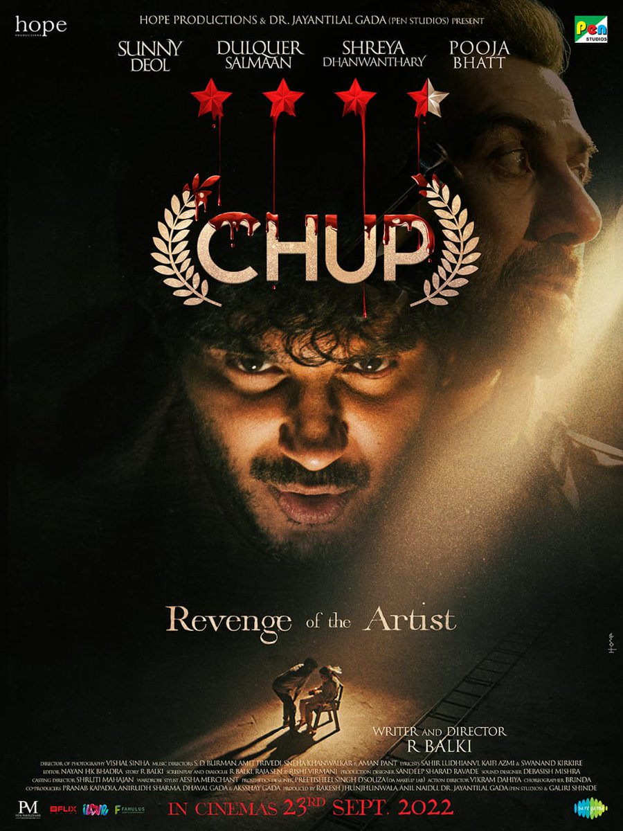 DSFWAI's tweet photo. #Chup Revenge of the artist !

In Cinemas 23rd September 2022!

#Chup #ChupTheRevengeOfArtist 
@dulQuer #DulquerSalmaan 
#RBalki @iamsunnydeol @shreyadhan13 @PoojaB1972 
#ChupOn23September https://t.co/YY41iKJd1g